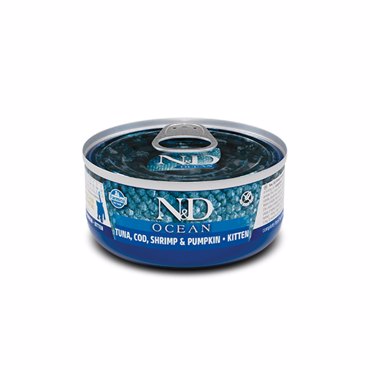 N&D ΚΟΝΣΕΡΒΑ ΓΑΤΑΣ KITTEN OCEAN TUNA, COD & PUMP 70gr